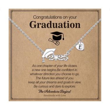 Imagem de Presentes de formatura para a faculdade de 2025, pingente de coração com inicial A-Z com fecho de formatura, presente de formatura inspirador, presentes de formatura do ensino médio para sua irmã e