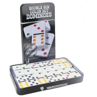 Imagem de Jogo de Dominó de Lata 28 Peças – Jogo de Mesa Clássico, Dominó Infantil e Adulto, Portátil e Compacto para Viagem, Família e Amigos”