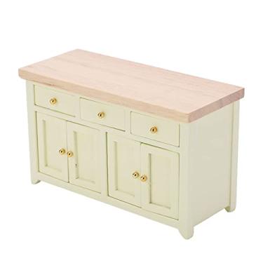Imagem de ZJchao Armário para Casa de Bonecas, Mini Móveis para Casa de Bonecas, Acessórios de Decoração, Escala 1:12, Mini Armário para Crianças (Cor Creme)