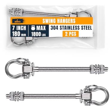 Imagem de Albo Pacote com 2 ganchos de balanço resistentes – 18 cm, aço inoxidável 304, ganchos giratórios de 816 kg para varanda, saco de pancadas, rede, ioga, academia, playground, suporte de teto para
