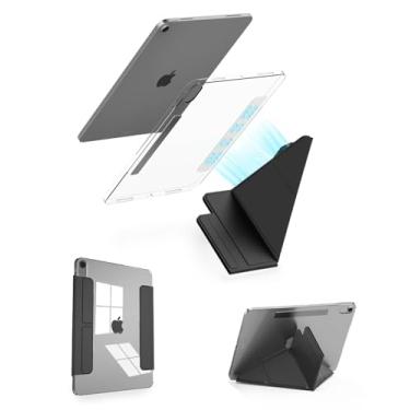Imagem de Feams Capa Y Fold para iPad mini 7 A17 Pro 2024/iPad Mini 6 2021 de 8,3 polegadas, suporte em forma de Y, capa frontal magnética destacável com fecho magnético e hibernação automática, preta