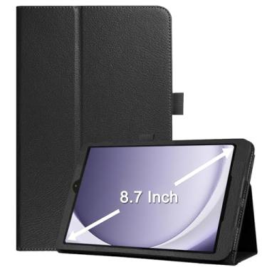 Imagem de Capa para Galaxy Tab A9 22.1 cm lançado em 2023, capa de couro PU leve com suporte para tablet Samsung Galaxy Tab A9 de 8,7 polegadas (modelo SM-X110/X115/X117), preta