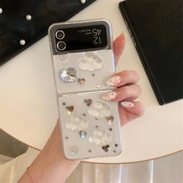 Imagem de Capa para Galaxy Z Flip5, capa de resina com glitter e nuvem de amor, com corrente e corda fofa (apenas para Galaxy Z Flip5)