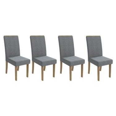 Imagem de Cadeira De Cozinha 2cad142ng Kit 4 Un Nogueira Linho Cinza A056