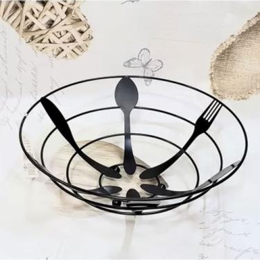 Imagem de Fruteira Geométrica de Metal Design Moderno 10x28 cm Preta Organização e Estilo na Cozinha Praticidade na Organização Decoração Funcional Cozinha Mais Convidativa e Arrumada