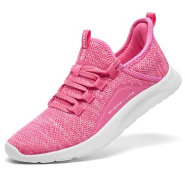 Imagem de ALEADER Tênis de corrida feminino Energycloud leve sem cadarço, Rosa mesclado/branco, 39