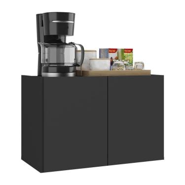 Imagem de Balcão De Cozinha Suspenso 2 Portas Multimóveis Mp2165 Preto Preto