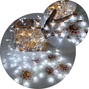 Imagem de Pisca Cascata Flocos Natal 80 Lâmpadas LEDs Branco 3M 220v - Genérico,