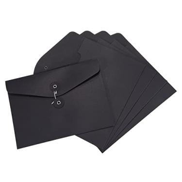 Imagem de Generic Pacote com 5 pastas de arquivo envelope de cordão tamanho A5 organizador de cartas para documentos, jaqueta de arquivamento para escritório, preta