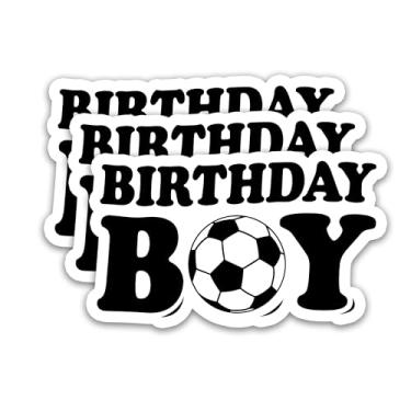 Imagem de (3 peças) Adesivos de futebol para meninos de aniversário – Decalques de vinil à prova d'água para sacolas de presente, lembrancinhas de festa, garrafas de água, laptops e muito mais – Decoração