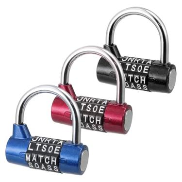 Imagem de KIBBEH Pacote com 3 fechaduras de combinação de 5 letras resistentes, cadeado de palavras sem chave redefinível para armários de academia, caixas de ferramentas, armários e ferrolho, cadeado de código