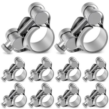 Imagem de Otoolling 10 braçadeiras de mangueira de parafuso em T Tubo de aço inoxidável 304 Braçadeira de tubo ajustável para serviço pesado Intercooler Mangueira de injeção de combustível de alta pressão (17
