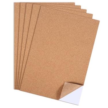 Imagem de Tweruna Pacote com 5 folhas adesivas de cortiça, folhas finas de cortiça de 1 mm com suporte adesivo para porta-copos DIY, decoração de parede, isolamento e artesanato personalizado (11,81 × 8,27 ×
