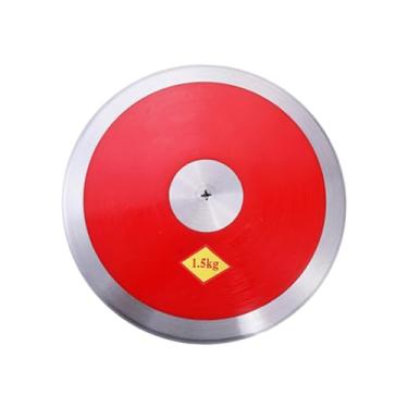Imagem de KiBcsLic Disco de Peso de Nylon de 1,5 Kg para Treinamento Físico. Disco com Núcleo de aço, Ideal para Treinar em Parques, Universidades, Praias, Provas E Muit, vermelho