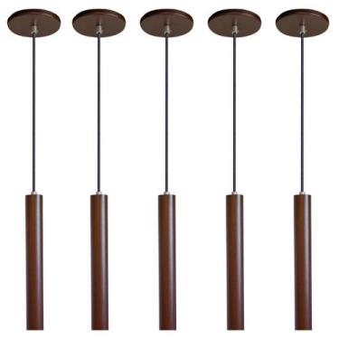 Imagem de Kit 5 Pendente Luminária Tubo Marrom 30 Cm - AZ Casa Decor