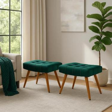 Imagem de Kit 2 Banqueta Rubi Confort Moderna Pes Madeira - Dcazza, Verde