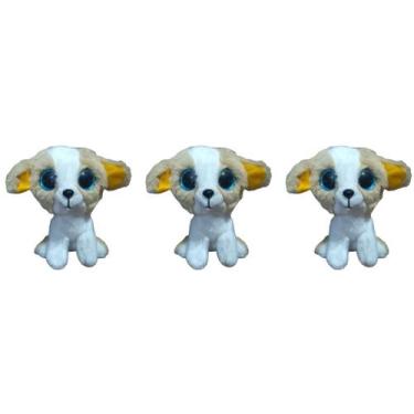 Imagem de Kit C/3x Brinquedo de Pelúcia Cachorro Bege/Branco - Ty Rara
