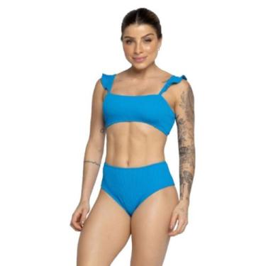 Imagem de Biquíni Hot Pants Manguinha Básico Vekyo Cintura Alta Confotavel Verão