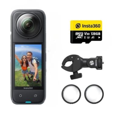 Imagem de Insta360 X4 Kit Câmera de Ação Motorcycle Bundle, Gravação 8K 360°, LCD Touch 2.5", À Prova D'água 10m, com Cartão 128GB e Acessórios para Motocicleta