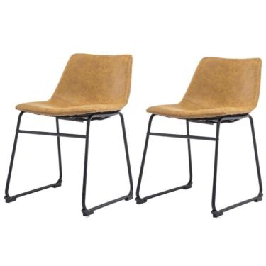 Imagem de Kit 2 Cadeira Bruna Rivatti Poliuretano (Pu) Caramelo Pés Em Aço