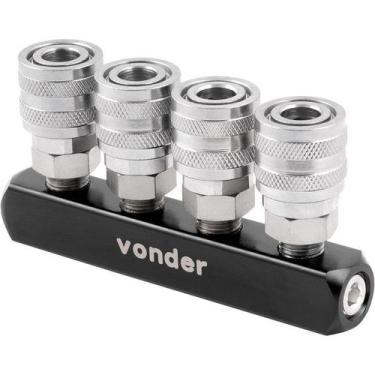 Imagem de Engate rápido fêmea quádruplo c/ rolete 1/4" Vonder