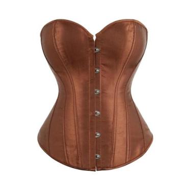 Imagem de Corset Vintage Elegante plus Size Em Cetim Com Ajuste Na Cintura E Est