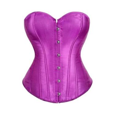 Imagem de Corset Vintage Elegante plus Size Em Cetim Com Ajuste Na Cintura E Est