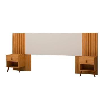 Imagem de Cabeceira Box Ripada 106x225cm Lady Marrom/Off White