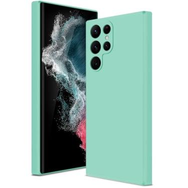 Imagem de Btstring Capa para Samsung Galaxy S22 Ultra, capa de silicone macio com proteção de câmera atualizada, capa fina à prova de choque com forro de microfibra antiarranhões, verde menta