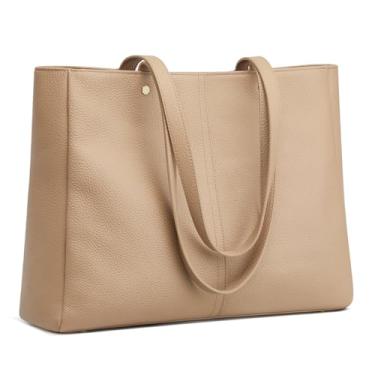 Imagem de Kattee Bolsa de ombro feminina de couro macio, bolsa de mão de designer de grande capacidade com bolsa de bagagem, Damasco, Large, Elegante