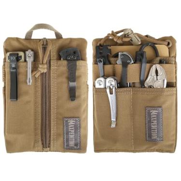 Imagem de MAXPEDITION Organizador de bolso Platy, bolsa de ferramentas EDC durável para homens, carteira de pescoço com cordão de paracord, comporta lanterna, multiferramenta, caneta, caderno (bronzeado escuro
