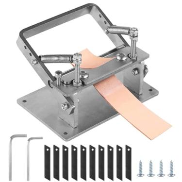 Imagem de Ferramenta divisora de couro com 10 lâminas, máquina de descascar couro manual para artesanato e afinamento de cinto, inclui chaves de fenda
