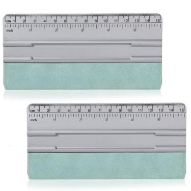 Imagem de SynHHergyx 2 peças de rodo envoltório de vinil, raspador de 15 cm com régua e rodo de borda de feltro de microfibra para aplicador de vinil, rodo de sinalização, instalação e ferramenta de medição de