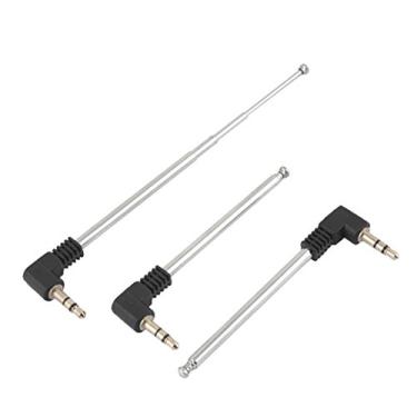 Imagem de uxcell Antena telescópica AV de 4 seções, conector de aço inoxidável de 3,5 mm, antena de áudio telescópica universal de substituição para antena de rádio FM TV, 25 cm de comprimento, 3 peças