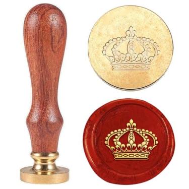 Imagem de 1 carimbo de cera vintage para presente de Natal 25 mm cabeça de carimbo de latão removível com alça de madeira para envelopes, convites, enfeites de casamento, decoração de garrafa