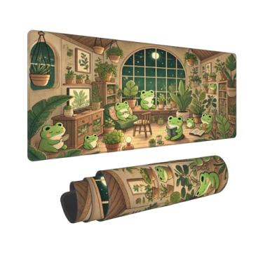 Imagem de Tapete de mesa fofo kawaii sapo grande para jogos mouse pad fofo kawaii sapo estendido grande em laptop computador mouse tapete de teclado para decoração de mesa de escritório 80 x 30 cm