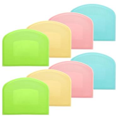 Imagem de KFHENSOMR Raspador de massa, 8 peças, raspador de bancada, 11,7 x 9,4 cm, tigela flexível de plástico, bordas afiadas e ângulos, raspadores de bolo, antiderrapante, utensílios de decoração, escultura