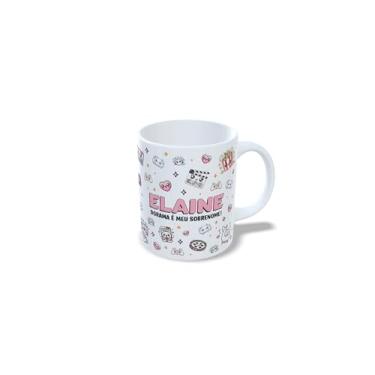Imagem de Caneca de Cerâmica Personalizada Amanda, Tema Dorama, Branca com Ilustração Kawaii, 325ml (e)