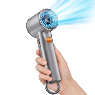 Imagem de Ventilador turbo portátil portátil para uso externo, mini ventilador de bolso pessoal de 5000 mAh para fluxo de ar potente, 20 horas, 100 velocidades ajustáveis, display digital, presentes para