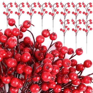 Imagem de Pingente de simulação de Natal, ramos, flores artificiais, frutas e cerejeiras, decoração de festa de Natal, presente DIY (3 peças)