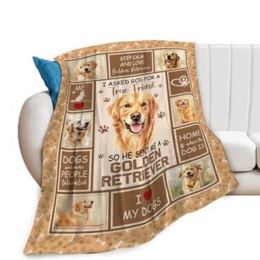 Imagem de Cobertor Golden Retriever, cobertor para cães, presentes Golden Retriever, pelúcia de flanela de lã para mulheres, homens, meninos, meninas, adultos, roupa de cama macia para sofá-cama, escritório
