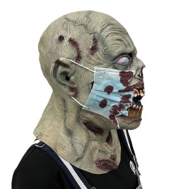 Imagem de Máscara de zumbi Zumbi com resina de máscara facial cirúrgica sangrenta
