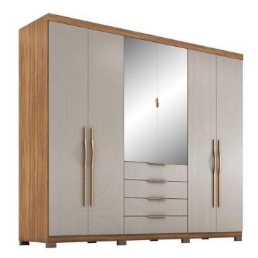 Imagem de Guarda Roupa Casal Giardino 6 Portas Amêndola Nude Tx Com Espelho E Pés - Demóbile
