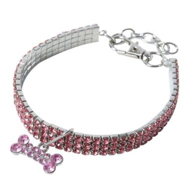 Imagem de Coleira ajustável de strass: alça de pescoço com pingente de elástico simples portátil para treinamento de festa ao ar livre em casa