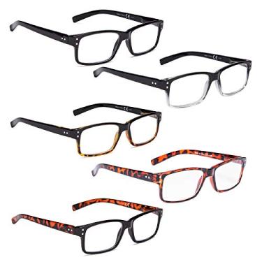 Imagem de Óculos de leitura, pacote com 6, dobradiça de mola, para leitores, de plástico, inclui óculos de sol, Dm-5 pares mistos, M
