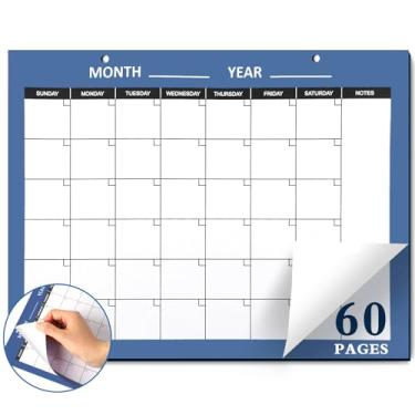 Imagem de Gueevin Bloco de notas de calendário mensal sem data, 60 folhas de calendário em branco, grande, 21,6 x 28 cm, planejador mensal em branco para organizar tarefas de agendamento, rastreador de