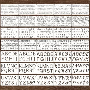 Imagem de 35 peças de estênceis de letras para pintura, 10 x 18 cm, plástico reutilizável, pequeno número, e estênceis de alfabeto para artesanato, caderno de diário, artigos de decoração de álbuns de recortes