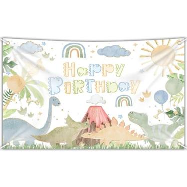 Imagem de Avezano Pano de fundo de dinossauro, tema de dinossauro, faixa de festa de aniversário infantil, linda floresta da selva, jurássico, dinossauro, aniversário, decoração de festa de aniversário, meninos