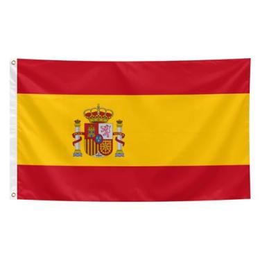 Imagem de Bandeira da Espanha 9 x 1,5 m, bandeiras nacionais espanholas de poliéster com ilhós de latão, cores vivas, para eventos, festas, rua, decoração interna e externa