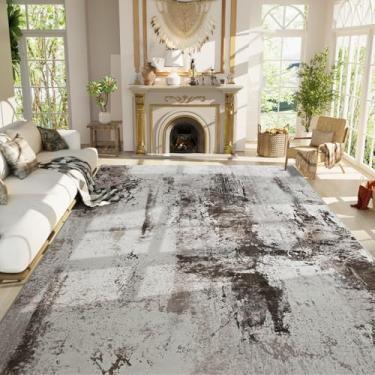 Imagem de Tapete para sala de estar, 22 x 28 cm, lavável à máquina, abstrato, boho, grande, antiderrapante, de lã sintética, tapete vintage para quarto, sala de aula, sala de jantar, sala de jogos infantil